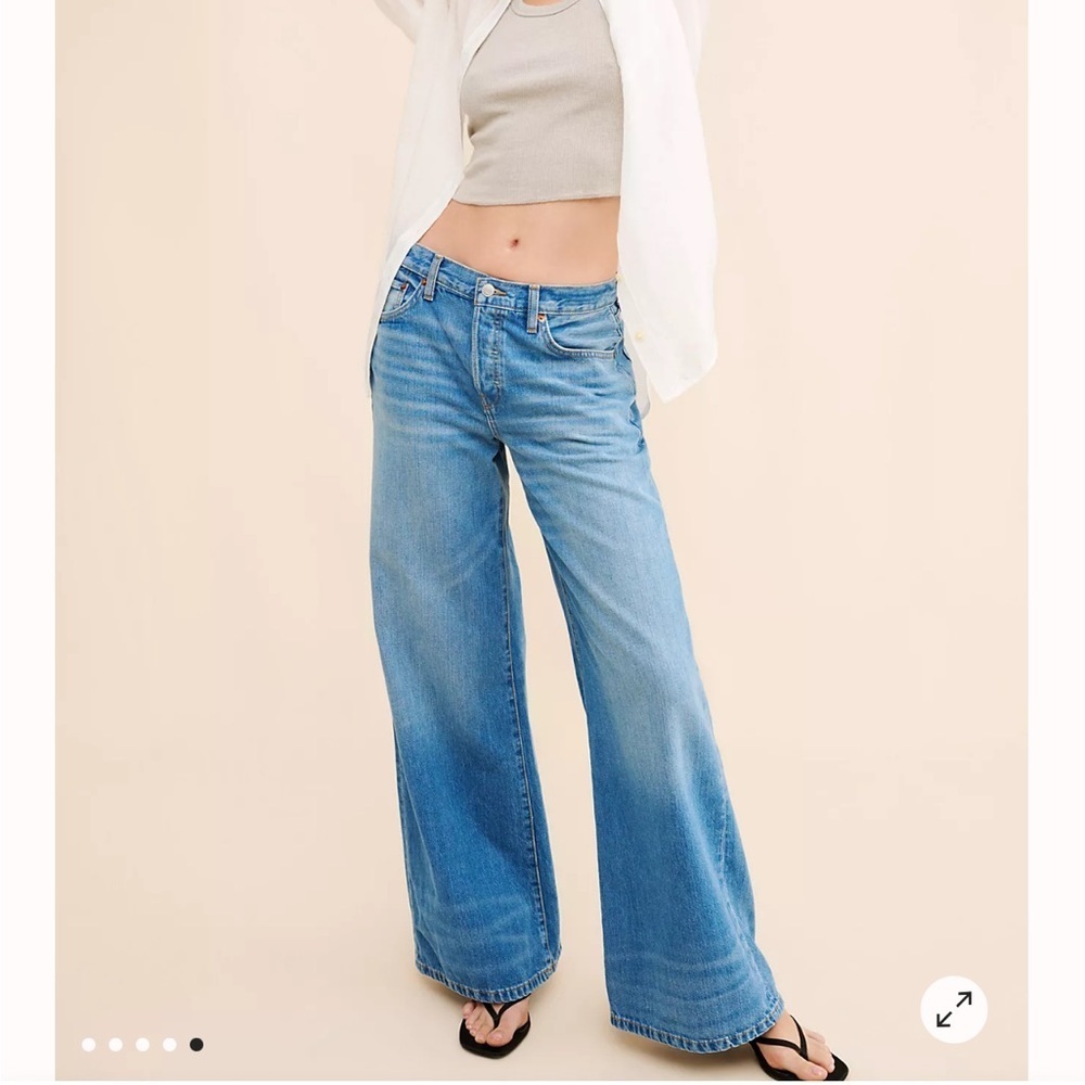 RE/DONE Mid Rise Palazzo Jeans Light Blue Flares wide leg denim $320 sz 30 - Picture 2 of 9